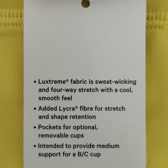 NWT LULULEMON SOLL Yellow Luxtreme Fabric B/C Cup Energy Bra Long Line 10 - Picture 7 of 7